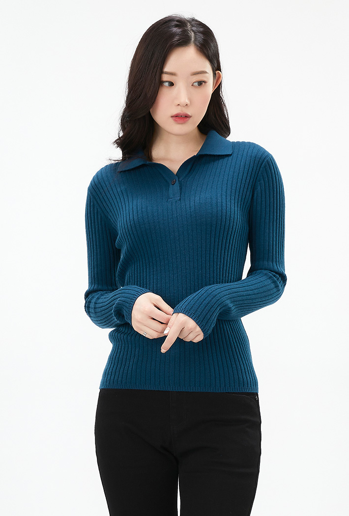 여성 카라 슬림 스웨터 AFRG5251C0G